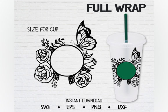 Circle Design Floral Butterfly Clod Cup Graphics