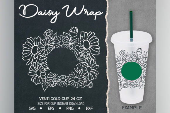 Daisy Floral Set for Venti Cold Cup 24 Oz Graphics