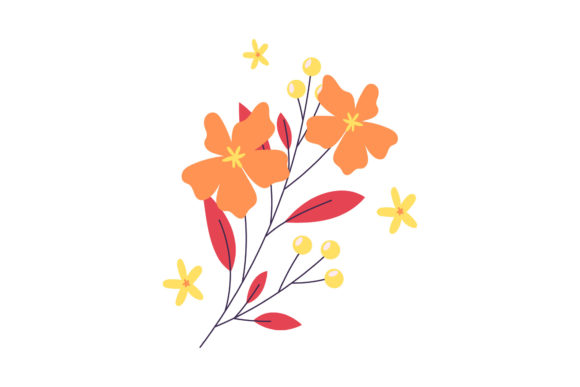 Floral Orange Flower Design Art for Graphics and Illustrations