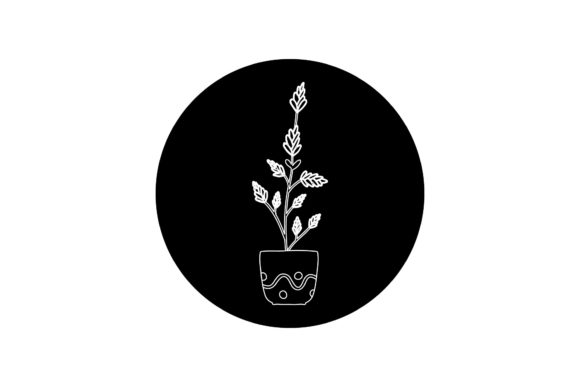 Floral with Pot Icon White Line Style Graphics Freebies Review