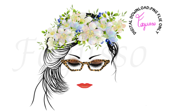 Messy Mom Floral Sublimation Clipart for Graphic Design