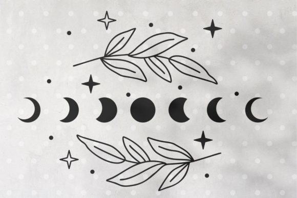 Moon Phases Floral Composition Graphics for Crafting