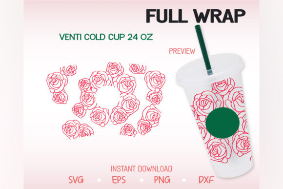 Roses Floral Venti Cold Cup 24 Oz Graphic Asset