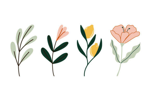 Spring Flower Decorative Floral Elements for Graphic Design