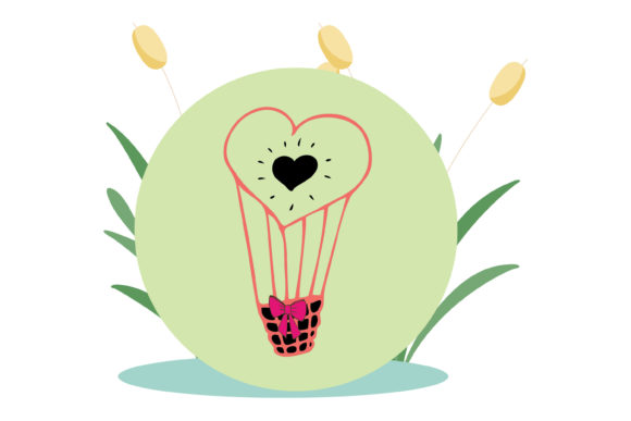 Wedding Celebration Air Balloon Floral Graphics Freebies